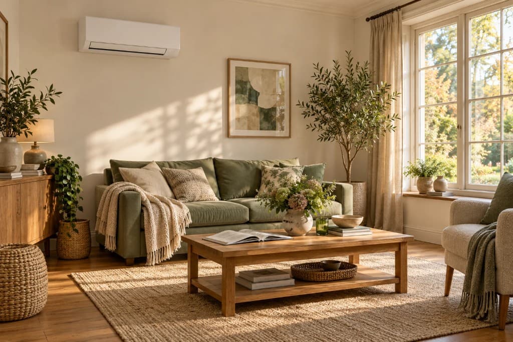 Illustrative British living room with an unbranded wall unit. Not a completed Pretium installation.